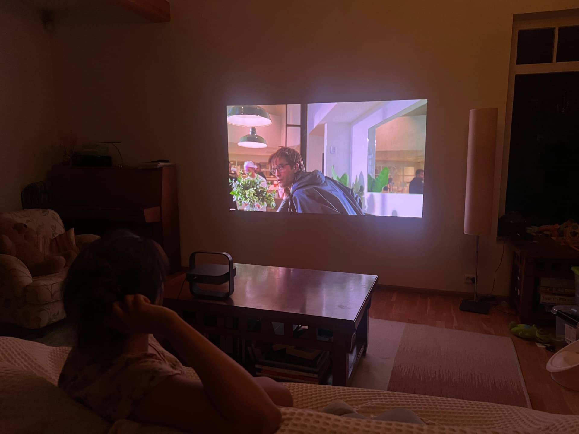 Movie night on the living-room wall